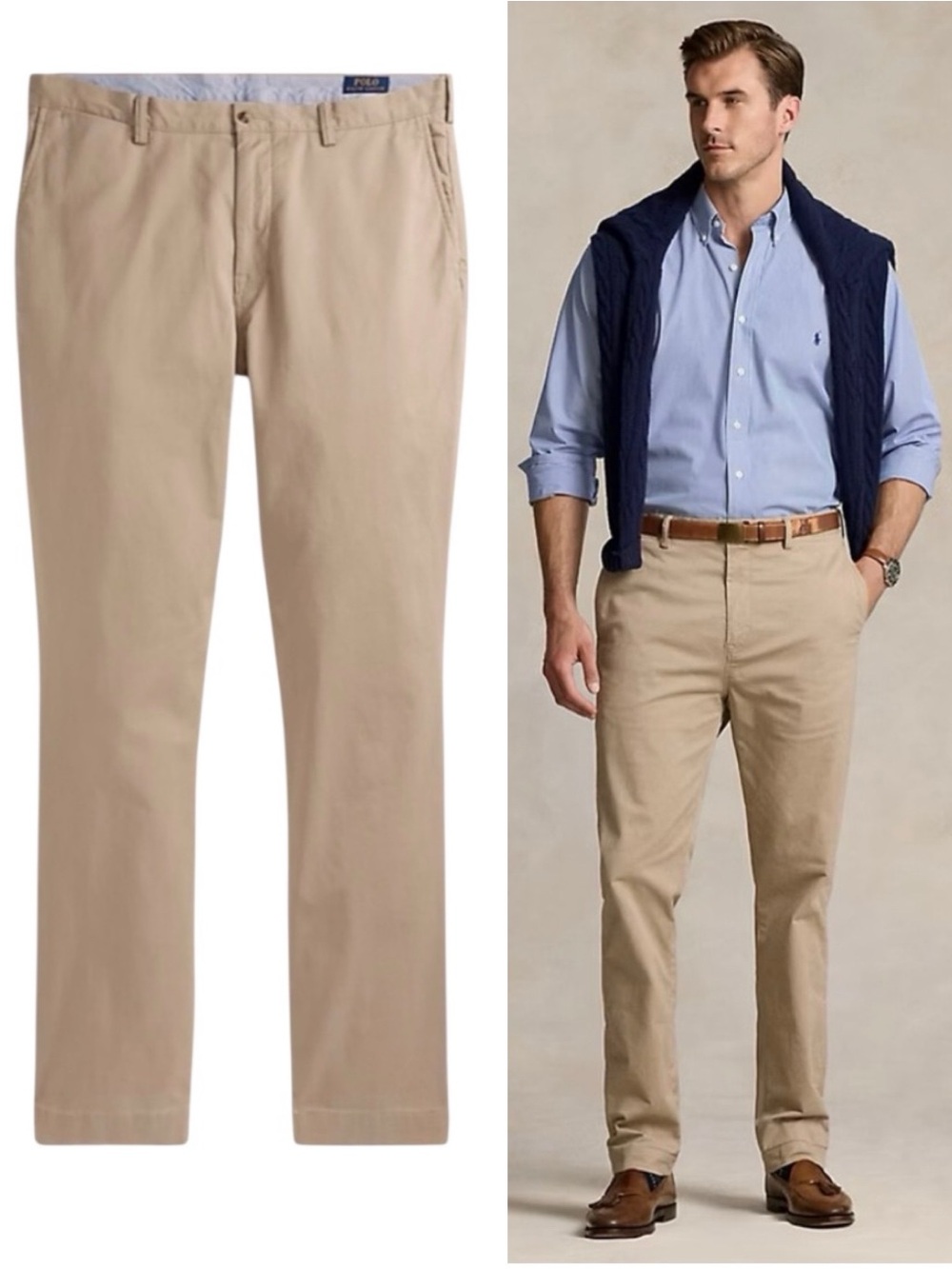 RALPH LAUREN BLUE LABEL Bedford Classic Fit Chino Pants Size 44